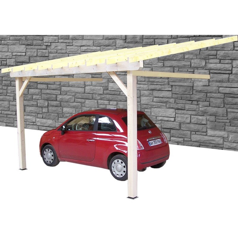 Carport Mural Bois M Toit Mono Pente Avec Pr Paration Pour Couverture L G Re